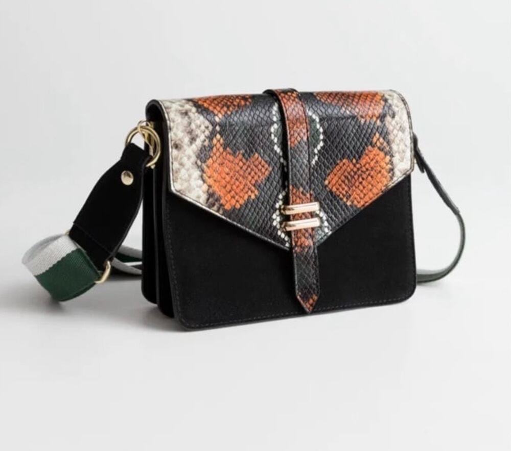 NWOT & Other Stories Suede Snake Skin Accordion Bag